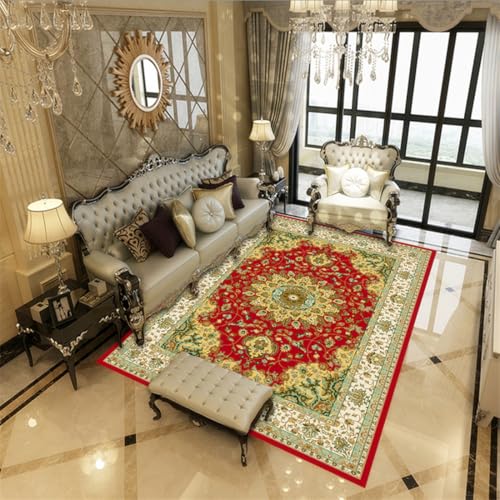 RUGMRZ Rutsch Stopp Teppich 160X230Cm Läufer rutschfest Rot Teppiche Wohnzimmer Korridor Teppichbodenvintage-Stil Geometrische Regeln Sofa RUGMRZ Rutsch Stopp Teppich 160X230Cm Läufer rutschfest Rot Teppiche Wohnzimmer Korridor Teppichbodenvintage-Stil Geometrische Regeln Sofa von RUGMRZ