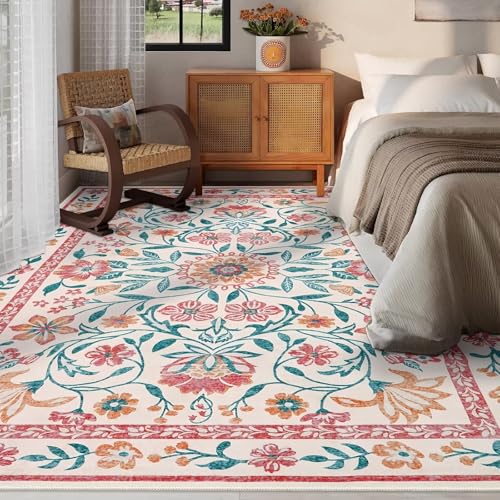 RUGMRZ Rutschfester Couch Teppich Wohnzimmer 160x200cm,Rosa,Blumenmuster für Neben Bett,Tatami,Terrasse RUGMRZ Rutschfester Couch Teppich Wohnzimmer 160x200cm,Rosa,Blumenmuster für Neben Bett,Tatami,Terrasse von RUGMRZ