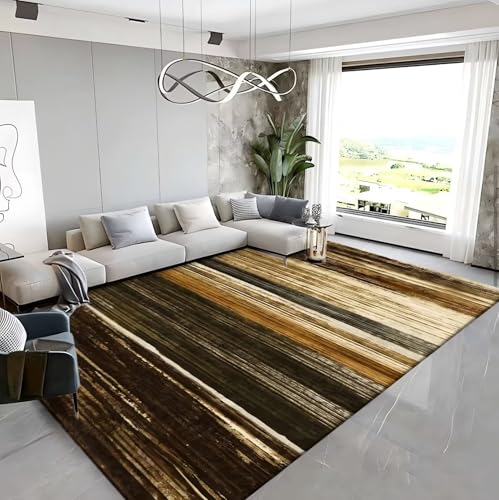 RUGMRZ Rutschfester Esszimmer Teppich 140x200cm,Braun,Abstrakte Kunst für Kinderzimmer Mädchen,Neben Couch,Neben Bett von RUGMRZ