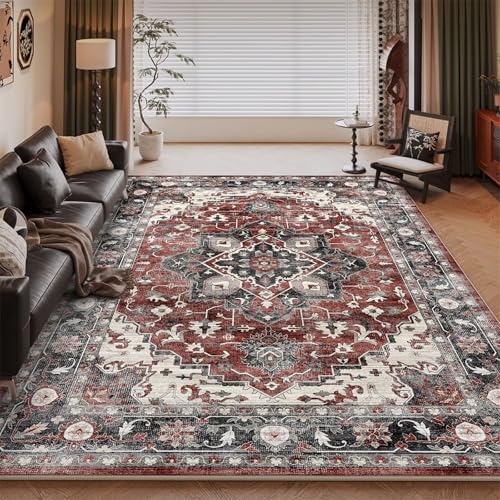 RUGMRZ Rutschfester Teppich Jugendzimmer Rouge foncé 80x150CM, Fußabstreifer Floral rétro for Home Decor Glastisch Kinderzimmer RUGMRZ Rutschfester Teppich Jugendzimmer Rouge foncé 80x150CM, Fußabstreifer Floral rétro for Home Decor Glastisch Kinderzimmer von RUGMRZ