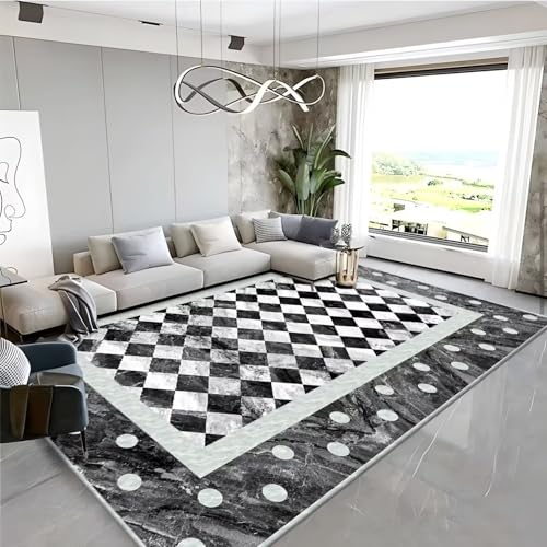 RUGMRZ Rutschfester Teppich Wohnzimmer Waschbar 140x200cm,Dunkelgrau,Abstrakte Kunst für Neben Bett,Kindermädchen,Bürostuhl RUGMRZ Rutschfester Teppich Wohnzimmer Waschbar 140x200cm,Dunkelgrau,Abstrakte Kunst für Neben Bett,Kindermädchen,Bürostuhl von RUGMRZ