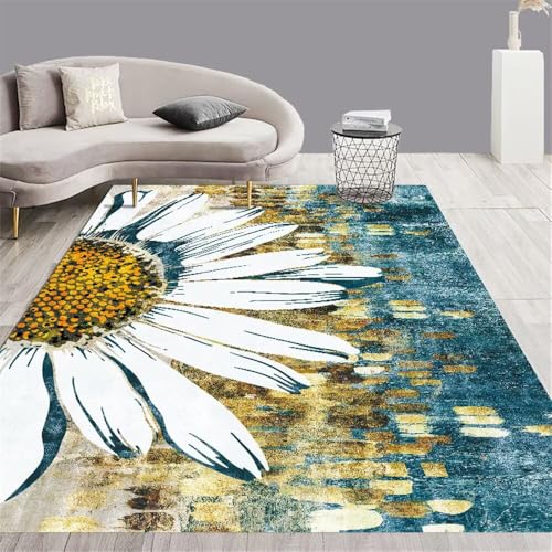RUGMRZ Rutschfester TeppichTeppich Läufer Carpet 80x120CM Teppich Kind BlauGelber Wohnzimmer-Blumenteppich. vorzimmer von RUGMRZ