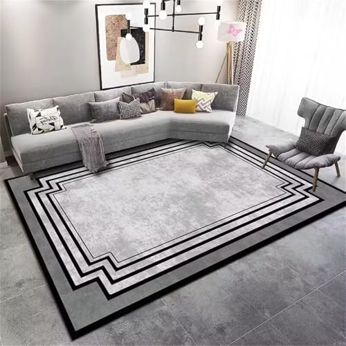 RUGMRZ Schlaffen Zimmer XXL Teppich 170x240CM kann angepasst Werden Grau Schwarzer moderner minimalistischer Waschbare Teppiche In Waschmaschine Büro Bodenmatte von RUGMRZ