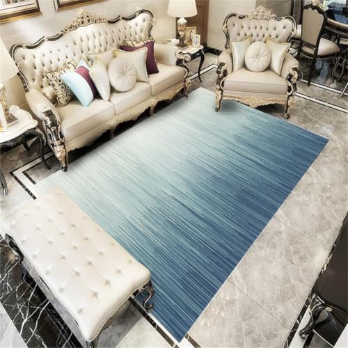 RUGMRZ Schlafzimmer Deko 130X190Cm Dekoration Wohnung Modern Blau Badteppich Zimmer Teppich Kinderzimmer Teppichabstrakte Kunst Schmutzabweisend Waschbar Helle Farbe von RUGMRZ