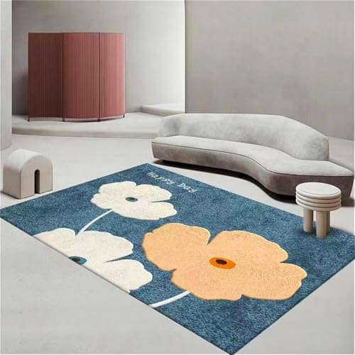 RUGMRZ Schlafzimmer Teppich Modernes Wohnzimmer Balkon Esszimmer Orange Blau Waschbar In Waschmaschine 120x160cm von RUGMRZ