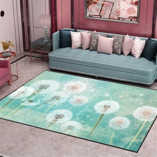 RUGMRZ Schlafzimmer Teppich deko jugendzimmer 200x260CM Kinderteppich Waschbar blau mit Pflanzendruck bürostuhl Kurzflor von RUGMRZ