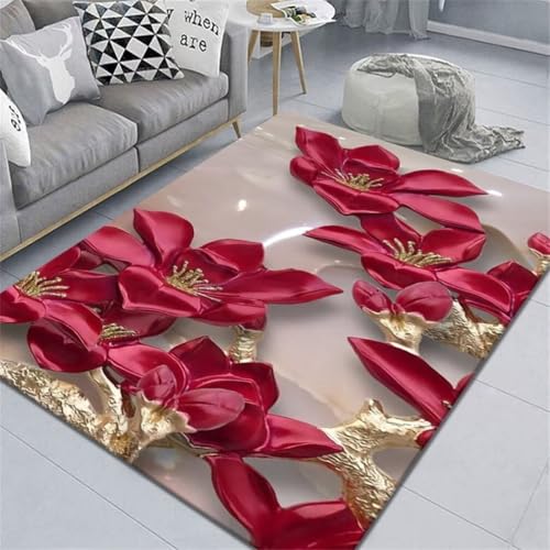 RUGMRZ Schlafzimmer TeppichKinderzimmer Teppiche Creative Color Matching Teppich 100x160CM für die küche rot3D-Blumenteppich Teppichboden Auslegware RUGMRZ Schlafzimmer TeppichKinderzimmer Teppiche Creative Color Matching Teppich 100x160CM für die küche rot3D-Blumenteppich Teppichboden Auslegware von RUGMRZ