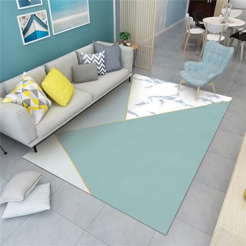 RUGMRZ Schlafzimmermöbel Terassenteppich Grau-blaues geometrisches Design unregelmäßiges Muster Rechteck kann angepasst Werden Teppich Büro Teppiche Waschbar 120X180CM von RUGMRZ