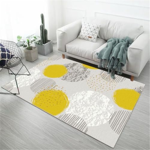 RUGMRZ Schmutzabweisender Teppich Modernes Minimalistisches Rutschfestes Geometrisches Grau Antirutsch Pads Gelb Flurteppich Läufer Lang Inneneinrichtung 120X160CM RUGMRZ Schmutzabweisender Teppich Modernes Minimalistisches Rutschfestes Geometrisches Grau Antirutsch Pads Gelb Flurteppich Läufer Lang Inneneinrichtung 120X160CM von RUGMRZ