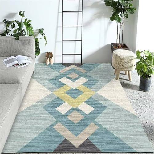 RUGMRZ Schmutzfangmatte Waschbar 80x120CM blau Balkonteppich deko für Schlafzimmer Moderner geometrischer Teppich Small Bedroom Rug das Wohnzimmer Teppiche von RUGMRZ