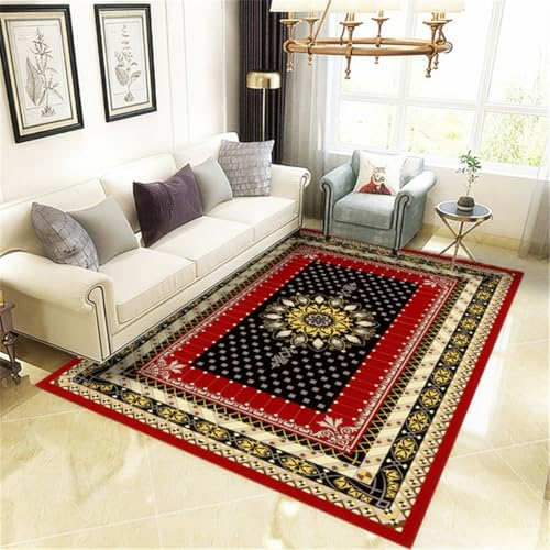 RUGMRZ Shaggy Teppich Vintage Safe Inneneinrichtung Schwarz Design Rot Kitchen Carpet Schlafzimmer Möbel 200X200CM von RUGMRZ