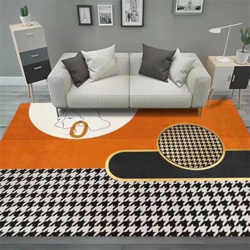 RUGMRZ Small Rugs for Living RoomKinderteppiche Rutschfester Teppich 60x120CM Designer Wohnzimmer orangeSchwarz-Grauer moderner Karo-Teppich. Esstisch RUGMRZ Small Rugs for Living RoomKinderteppiche Rutschfester Teppich 60x120CM Designer Wohnzimmer orangeSchwarz-Grauer moderner Karo-Teppich. Esstisch von RUGMRZ