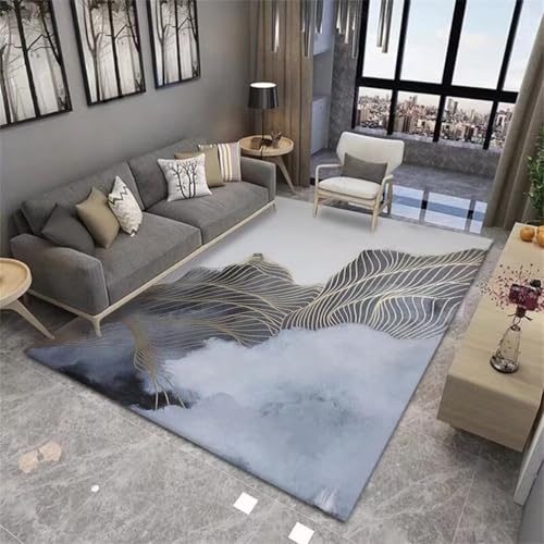 RUGMRZ Small Rugs for Living RoomTeppich Designer Kurzflor Teppich 60x120CM Jugendzimmer Jungen BlauGrauer, schmutz- und abnutzungsfester Teppich. Deko von RUGMRZ