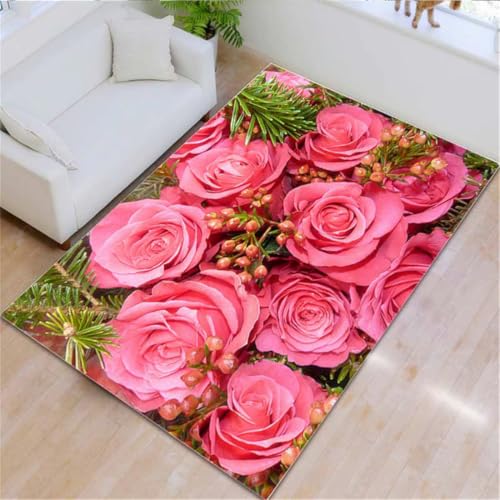 RUGMRZ Sofa Wohnzimmer 160X200Cm Teppich Für Fußbodenheizung Rosa Kinderzimmer Teppiche Junge Küchen Outdoorküchewohnzimmer Mädchen Schlafzimmer Warmes Blumenmuster RUGMRZ Sofa Wohnzimmer 160X200Cm Teppich Für Fußbodenheizung Rosa Kinderzimmer Teppiche Junge Küchen Outdoorküchewohnzimmer Mädchen Schlafzimmer Warmes Blumenmuster von RUGMRZ