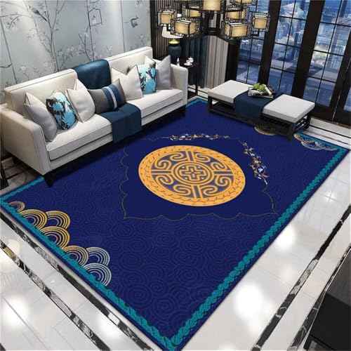 RUGMRZ Spiel Teppich Mädchen Outdoor Blaues Farbschema Retro waschbar In Waschmaschine Zimmer Dekoration 140X200CM RUGMRZ Spiel Teppich Mädchen Outdoor Blaues Farbschema Retro waschbar In Waschmaschine Zimmer Dekoration 140X200CM von RUGMRZ