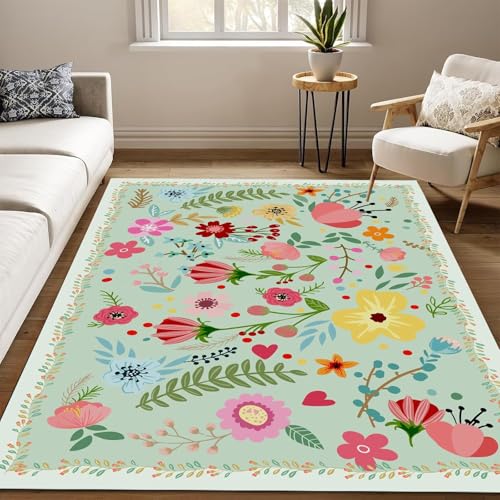 RUGMRZ Staubsauger Teppich 80X120Cm Deko Balkon 9 Grün Room Service Wash and Dry Blumen Wohnzimmer Kleine Maschinenwaschbar Schlafzimmer Korridor Rutschschutz RUGMRZ Staubsauger Teppich 80X120Cm Deko Balkon 9 Grün Room Service Wash and Dry Blumen Wohnzimmer Kleine Maschinenwaschbar Schlafzimmer Korridor Rutschschutz von RUGMRZ