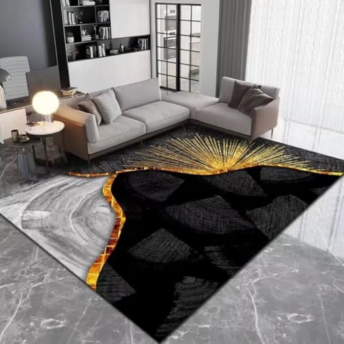 RUGMRZ Staubsauger Teppich rutschfeste Und Verschmutzung Wasserwäschbare Wohnzimmer Dauerhafte Abstrakte Teenager Deko Schwarz Terrasse Waschbar In Waschmaschine 140X200CM von RUGMRZ