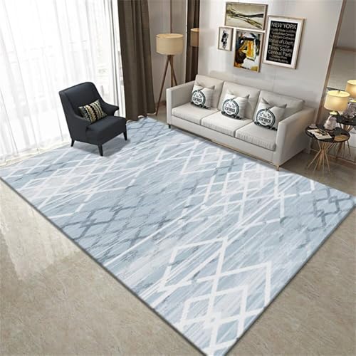 RUGMRZ Tappeto Salotto modern 100x120CM bürostuhl Teppich blau Moderner gestreifter schöne Zimmer deko Outdoor Teppiche von RUGMRZ