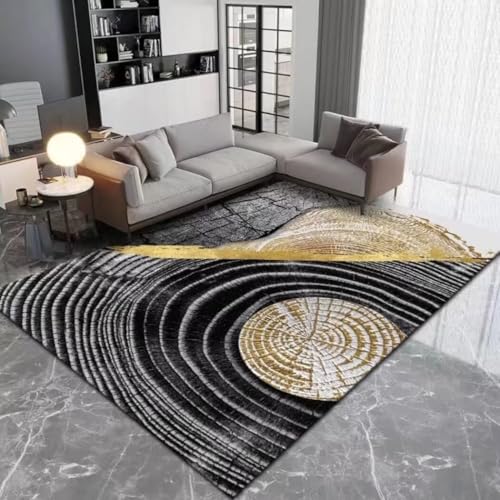 RUGMRZ Teenager Zimmer Deko Rutschfestes Verschmutzungsbeständiges Waschbares Wohnzimmer Abstrakt Modern Möbelgleiter Teppich Schwarz Esstisch Teppiche 80X80CM von RUGMRZ