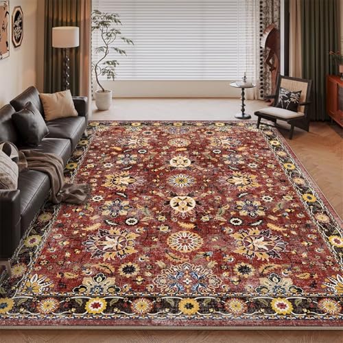 RUGMRZ Teppana Waschbar Kuschelteppich Rouge 80x200CM, Fußmatten Flore rétro for Aesthetic Room Decor Kinderzimmer Schlafzimmer Zubehör von RUGMRZ