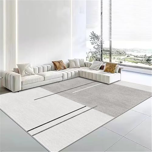 RUGMRZ Teppana Waschbar Schlafzimmer Teppich Grau 80x200cm, Dünn Fußmatte Modernes minimalistisches Design für Wohnzimmer Schlafzimmer Nachttisch von RUGMRZ