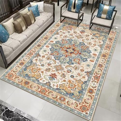 RUGMRZ Teppich+Wohnzimmer 160x200CM Teppich Bett Kinderteppich Waschbar Blau Multifarbener waschbarer Blumenteppich. Rug rutschstopp RUGMRZ Teppich+Wohnzimmer 160x200CM Teppich Bett Kinderteppich Waschbar Blau Multifarbener waschbarer Blumenteppich. Rug rutschstopp von RUGMRZ