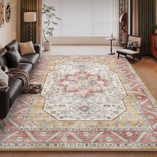RUGMRZ Teppich Aesthetic Gelb 60x90cm,Waschbar in Waschmaschine Fussmatten,Retro für Flur,Schlafzimmer,Eingangsbereich von RUGMRZ