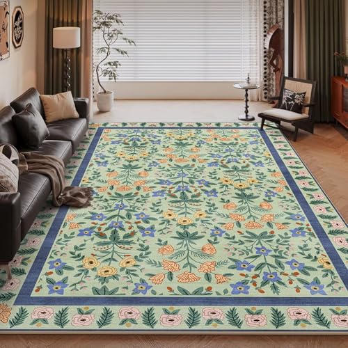 RUGMRZ Teppich Aesthetic Grün 2 40x60cm,Waschbare Schmutzfangmatte,Vintage Blumendruck für Wohnzimmer,Schlafzimmer,Eingangsinnen von RUGMRZ