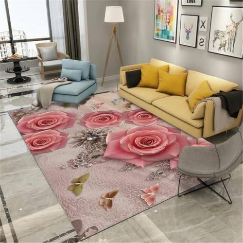 RUGMRZ Teppich Angebote 160X200Cm Vorraum Rosa Bodenbeläge Für Balkon Flur Eingangsbereich Läuferwohnzimmer Mädchen Schlafzimmer Warmes Blumenmuster RUGMRZ Teppich Angebote 160X200Cm Vorraum Rosa Bodenbeläge Für Balkon Flur Eingangsbereich Läuferwohnzimmer Mädchen Schlafzimmer Warmes Blumenmuster von RUGMRZ