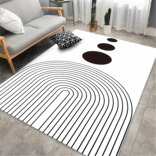RUGMRZ Teppich Anti Rutsch Abstrakte Kunst rutschfest Waschbar Schwarz Teppichboden Auslegware Weiß Möbelgleiter Terrasse Deko 120X160CM RUGMRZ Teppich Anti Rutsch Abstrakte Kunst rutschfest Waschbar Schwarz Teppichboden Auslegware Weiß Möbelgleiter Terrasse Deko 120X160CM von RUGMRZ