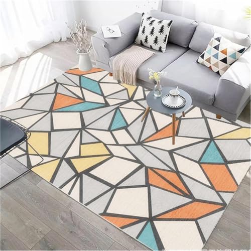 RUGMRZ Teppich Anti Rutsch Geometrische Sofadekoration Für Das Wohnzimmer Hochflor Mehrfarbig Ankleidezimmer Deko Terasse 80X160CM von RUGMRZ