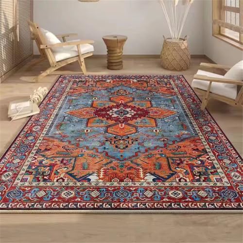 RUGMRZ Teppich AussenbereichWaschbare small Bedroom Rugs for Adults 140x200CM fußmatte schmal rotBlau-Oranges Retro-Teppich rutschfest RUGMRZ Teppich AussenbereichWaschbare small Bedroom Rugs for Adults 140x200CM fußmatte schmal rotBlau-Oranges Retro-Teppich rutschfest von RUGMRZ