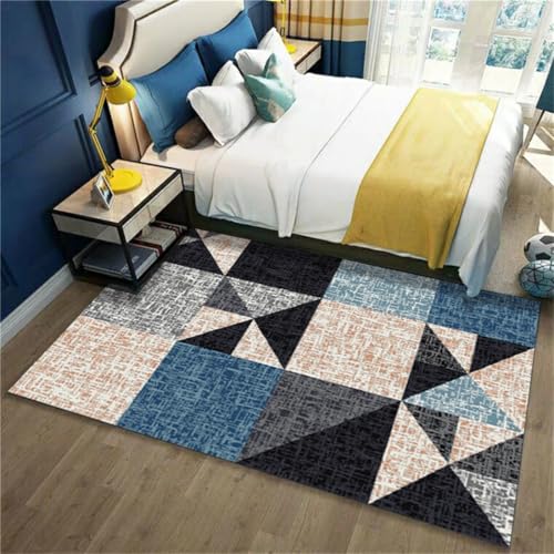 RUGMRZ Teppich Baby 130X190Cm Outdoor- 22 Grau Badteppich Kinderzimmer Junge Moderne Minimalistische Geometrische Abstrakte Wohnzimmer Schlafzimmer Blau von RUGMRZ