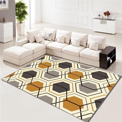 RUGMRZ Teppich Baby Teppich Aussenbereich grau-gelber Kunstdesigner-Teppich gelb mit lichtechtem und verschleißfestem Bad Teppiche 200X260CM von RUGMRZ