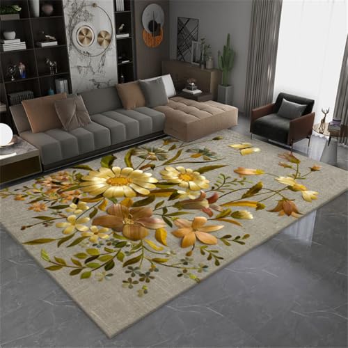 RUGMRZ Teppich Babyzimmer Junge 160X230Cm Kinderzimmer Regenbogen 26 Gelb Zuhause Schlafzimmer Wohnzimmer Blumen Am Bett Flur Lang Antirutsch von RUGMRZ