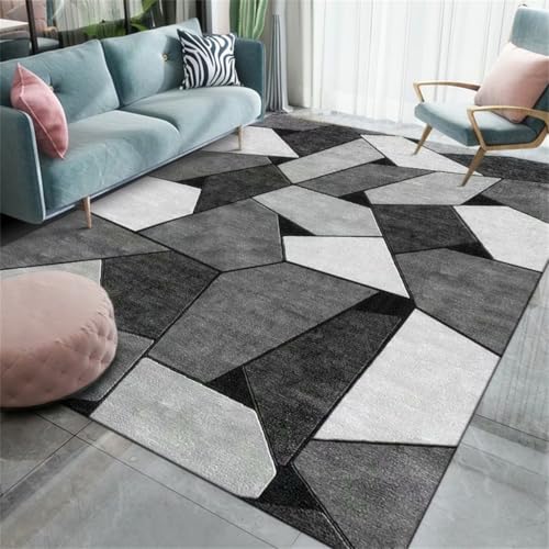RUGMRZ Teppich Badezimmer 200X300Cm Gewebt Schwarz Wohnzimmer Modern Couchtisch Groß Schlaf Zimmer Deko Teppichgeometrisches Einfaches Sofa Flur Rutschfe von RUGMRZ