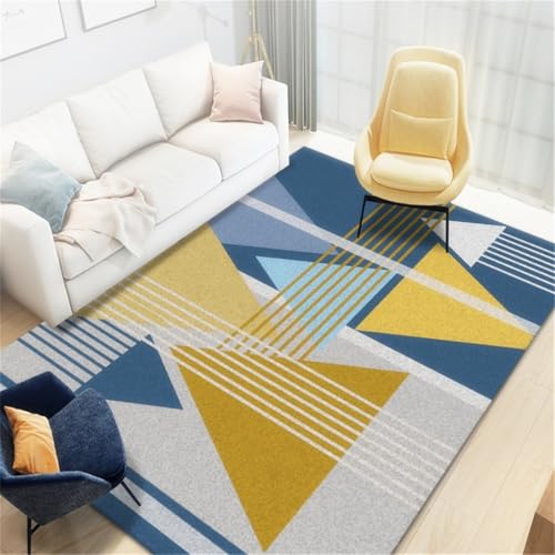 RUGMRZ Teppich Bettumrandung Geometrische Form Einfaches Wohnzimmer Gold Groß Gelb Sauger Möbelgleiter 160X230CM von RUGMRZ