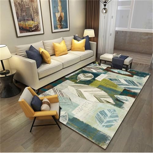 RUGMRZ Teppich Bodenbelag Esstisch Groß Grüne Blätter sind pflegeleicht Kleine Teppiche Schlafzimmer 160X250CM von RUGMRZ
