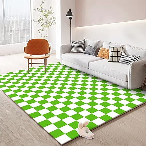 RUGMRZ Teppich Bürostuhl Geeignet Flur Salon Hellgrüne Dichte Kleine Karierte Schlafzimmer Teppiche Weich Grün 40X60Cm Teenager Mädchen 1Ft 3.7''X1Ft 11.6'' von RUGMRZ