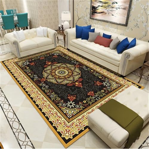 RUGMRZ Teppich Bürostuhl Geeignet Wohnzimmer Gelber Retro-Stil waschbar Bett Gewebter 200X300CM von RUGMRZ