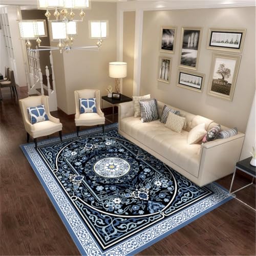 RUGMRZ Teppich Design Vintage Sichere Inneneinrichtung Decoration Bedroom Blau Deko Kamin Landhausstil 100X100CM von RUGMRZ
