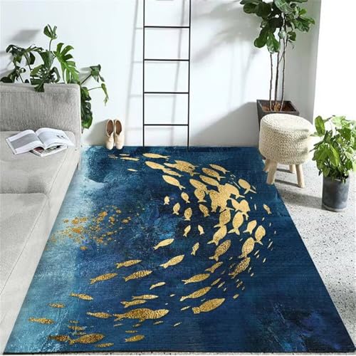 RUGMRZ Teppich Designer 120x160CM blau kinderzimmerteppich Küchen Teppiche Gelber rechteckiger Wohnzimmerteppich Aesthetic fussmatte aussen wohnzimmerdeko von RUGMRZ