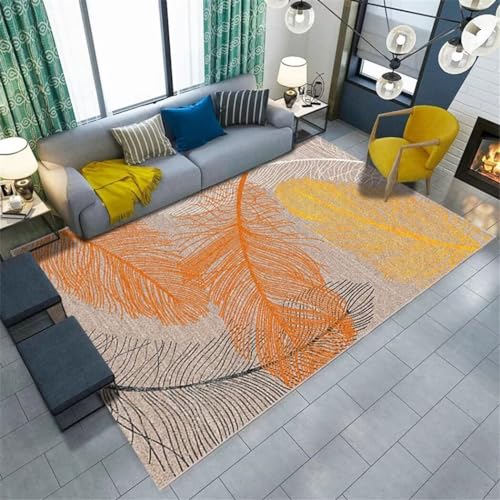 RUGMRZ Teppich Draussen Outdoor Teppich Wohnzimmer Gelber Und Schwarzer Teppich Im Wohnzimmer Orange 3Ft 11.2''X5Ft 3'' von RUGMRZ