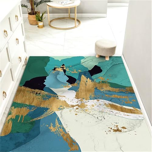 RUGMRZ Teppich Dünn Waschbar In Waschmaschine gelb-grün lackiertes Design kann angepasst Werden Balkon Kinderteppiche Mädchen 140X200CM von RUGMRZ