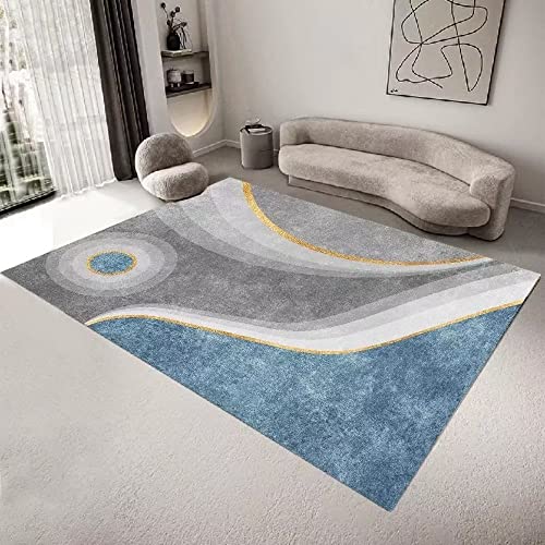 RUGMRZ Teppich Eingangsbereich Innen 160x230cm Mädchen Moderne Blaue graue abstrakte Wohnzimmer Zubehör maschinenwaschbar Läufer von RUGMRZ