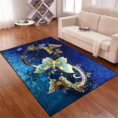 RUGMRZ Teppich Eingangsbereich Innen Waschbare Teppiche Blaues Muster Design Home Pad einfach zu pflegen Teppich Büro 160x220cm von RUGMRZ