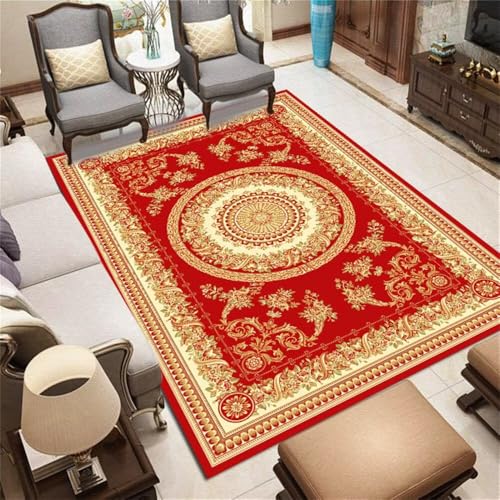 RUGMRZ Teppich Esszimmer 140x200CM Auslegware Teppichboden Wohnzimmerteppich rot Gelber moderner für Balkon mädchenzimmer RUGMRZ Teppich Esszimmer 140x200CM Auslegware Teppichboden Wohnzimmerteppich rot Gelber moderner für Balkon mädchenzimmer von RUGMRZ