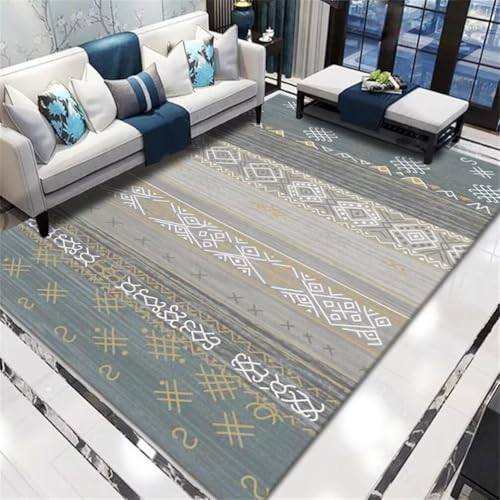 RUGMRZ Teppich EsszimmerTeppich Design Waschbarer 120x160CM fußmatte schmal BlauGrauer, schmutz- und abnutzungsfester Teppich. Designer Wohnzimmer von RUGMRZ