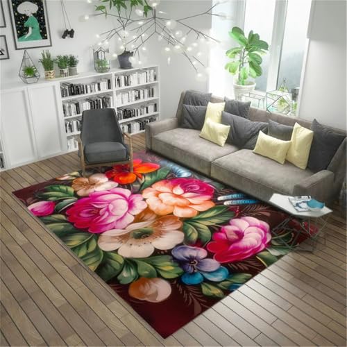 RUGMRZ Teppich Flur 170X240Cm Deko Esstisch Farbe Weihnachtsteppich Staubsauger Waschbarer Teppichwohnzimmer Mädchen Schlafzimmer Warmes Blumenmuster Lila Grün Rosa RUGMRZ Teppich Flur 170X240Cm Deko Esstisch Farbe Weihnachtsteppich Staubsauger Waschbarer Teppichwohnzimmer Mädchen Schlafzimmer Warmes Blumenmuster Lila Grün Rosa von RUGMRZ