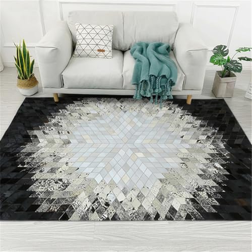 RUGMRZ Teppich Flur Läufer 140X200Cm Ornament Schwarz Kuschelig Weich Deko Tisch Wohnzimmer Teppichabstrakte Kunst Dekoration Schmutzabweisend Waschbar Schm von RUGMRZ